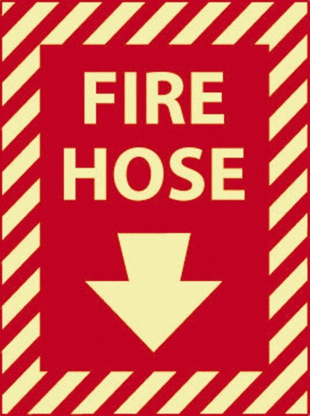 Fire Hose, Pressure Sensitive Vinyl Fire Sign
