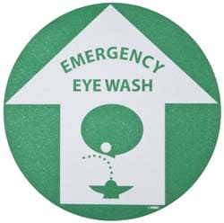 First Aid Adhesive Backed Floor Sign: Round, Vinyl, ''Emergency Eye Wash''