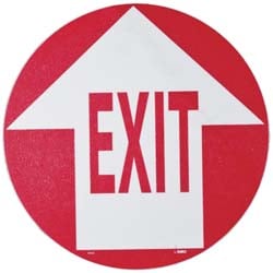 Entrance & Directional & Exit Adhesive Backed Floor Sign: Round, Vinyl, ''EXIT''