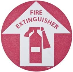 Fire Adhesive Backed Floor Sign: Round, Vinyl, ''Fire Extinguisher''