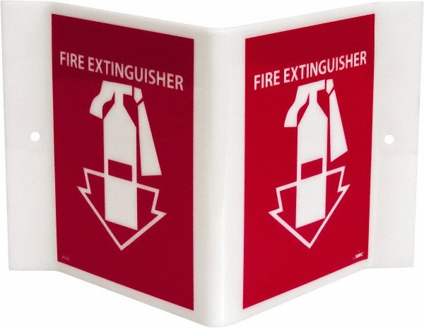Fire Sign: Fire Extinguisher - Acrylic, Flange, 5-3/4" High, 8-3/4" Wide