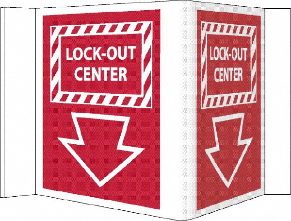 AccuformNMC Accident Prevention Sign: Rectangle, LOCK-OUT CENTER - Plastic, Wall, 5-3/4" High, 8-3/4" Wide | Part #VS20R