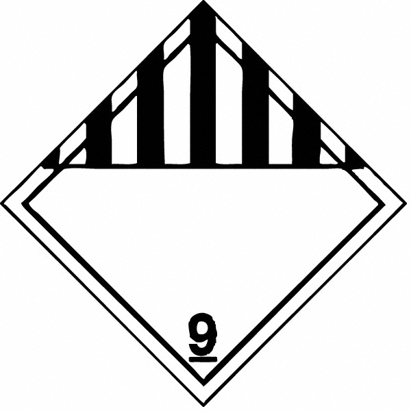 DOT - Shipping & Vehicle - 9, 10-3/4" Wide x 10-3/4" High, Pressure-Sensitive Vinyl Placard - Black on White, UV Resistant, Chemical Resistant, Graffiti Proof