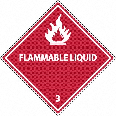 25 Qty 1 Pack Flammable Liquid DOT Shipping Label - 4" High x 4" Wide