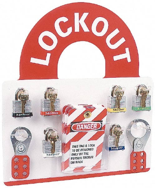 Tag & Padlock/Hasp Lockout Station: Equipped, 6 Max Locks, Plexiglass Station