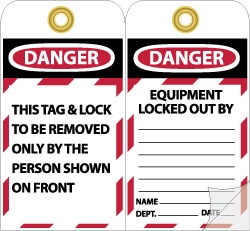 Lockout Tag: Rectangle, 4" High, Self-Laminated Vinyl, "Danger"