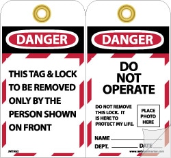 Lockout Tag: Rectangle, 4" High, Self-Laminated Vinyl, "Danger"