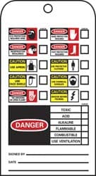 Accident Prevention Tag: Rectangle, 3" High, Unrippable Vinyl, "Danger"