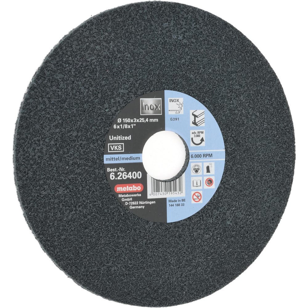 Deburring Disc: 6" Dia, 1" Hole, Medium Grade, Zirconia Alumina