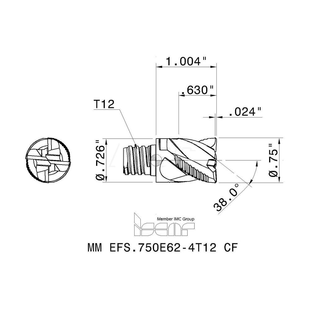 Iscar - Roughing Milling Tip Insert: MM EFS.750E62-4, Carbide | MSC Direct