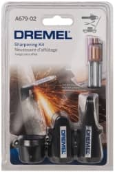 Dremel A679-02 8 Piece Aluminum Oxide Garden/Lawn Mower/Chain Saw Sharpener, Gauge, Spacers, Wrench and Stones Kit 