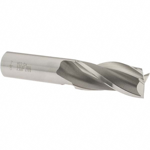 OSG 5313200 Square End Mill: 7/8 Dia, 1-7/8 LOC, 3/4 Shank Dia, 4-1/8 OAL, 3 Flutes, Cobalt Image