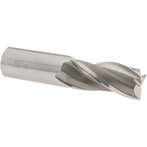 OSG 5315100 Square End Mill: 1 Dia, 2 LOC, 1 Shank Dia, 4-1/2 OAL, 3 Flutes, Cobalt Image