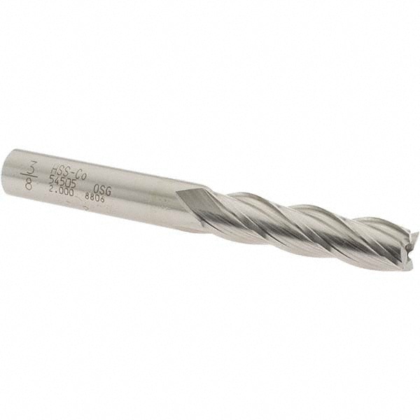 OSG 5450500 Square End Mill: 3/8 Dia, 1-1/2 LOC, 3/8 Shank Dia, 3-1/4 OAL, 4 Flutes, Cobalt Image