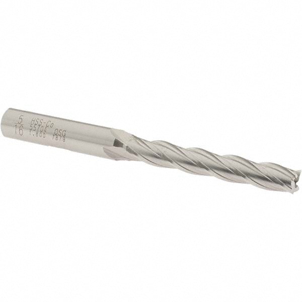 OSG 5570400 Square End Mill: 5/16 Dia, 2 LOC, 3/8 Shank Dia, 3-3/4 OAL, 4 Flutes, Cobalt Image