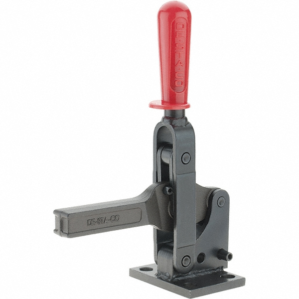 Manual Hold-Down Toggle Clamp: Vertical, 2749.38 lb Capacity, Solid Bar, Flanged Base - 74 deg Handle Movement, 147 deg Bar Opening, Forged Alloy Steel