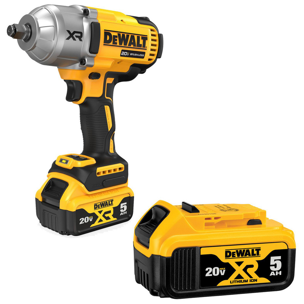1/2" Drive, 20.00 Volt, Pistol Grip Cordless Impact Wrench - 2300 RPM, 1400 Ft/Lb, Includes (1) DCF900 Impact Wrench, (3) DCB205 20V MAX XR 5,0Ah Batteries, (1) DCB115 Charger, (1) Kit Bag & (1) DCB205 5.0Ah Battery