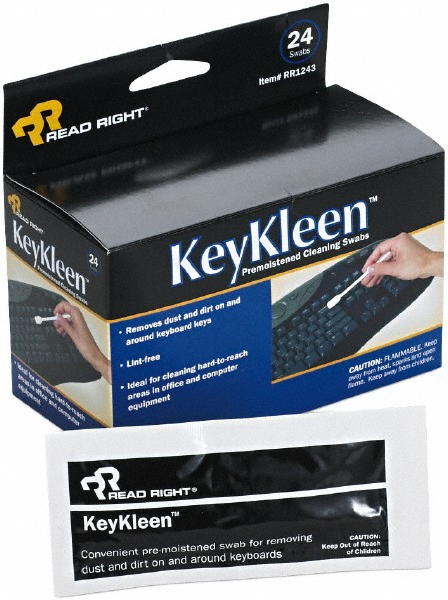 READ RIGHT Read Right KeyKleen Keyboard Cleaner Swabs, 24/Box - Use w/ Premoistened swabs remove dust & dirt from tight crevices quickly & easily