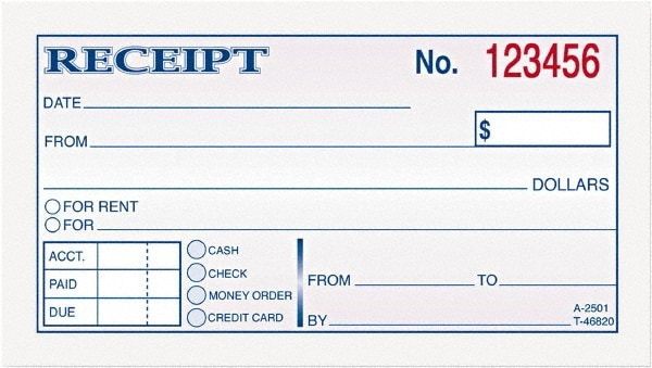 TOPS - Receipt Book: 50 Sheets | MSC Direct