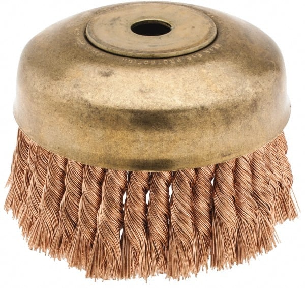 Ampco CB-60-KT Cup Brush: 6" Dia, 0.02" Wire Dia, Bronze Phosphorus, Knotted 