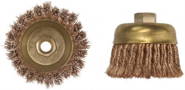 Ampco CB-30-KT Cup Brush: 3" Dia, 0.02" Wire Dia, Bronze Phosphorus, Knotted 