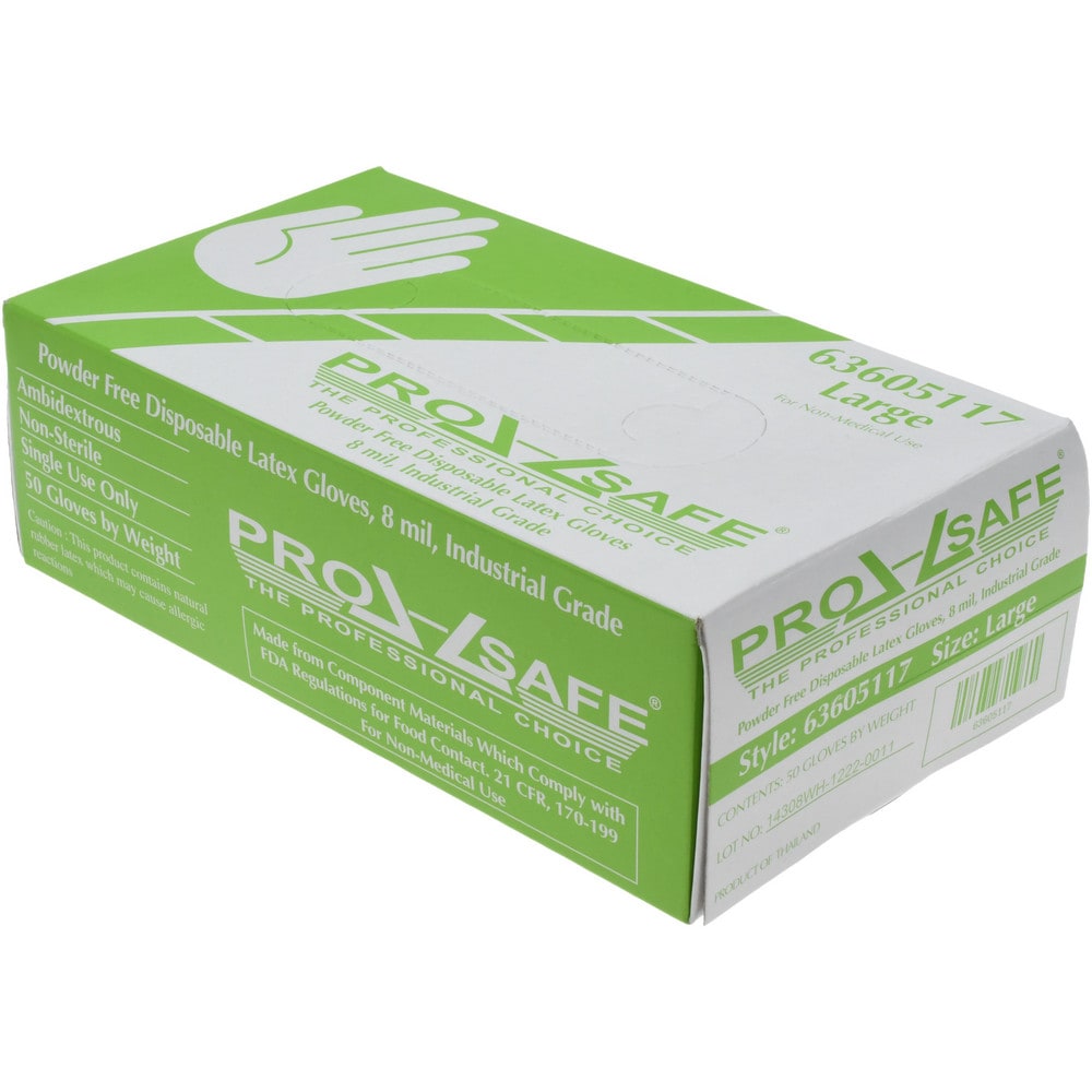 Disposable Gloves: Size Large, 8 mil, Latex