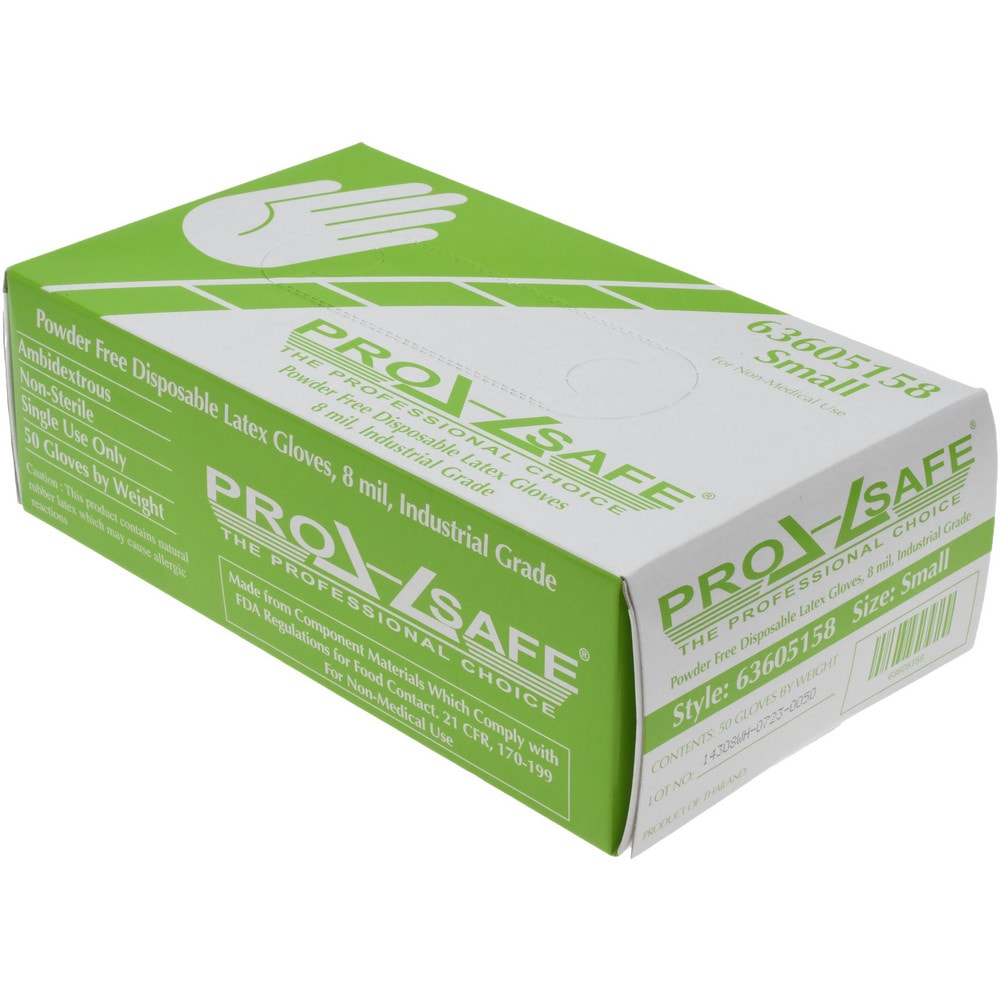 Disposable Gloves: Size Small, 8 mil, Latex