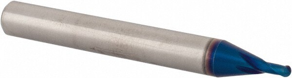 Ball End Mill: 0.0787" Dia, 0.0787" LOC, 2 Flute, Solid Carbide