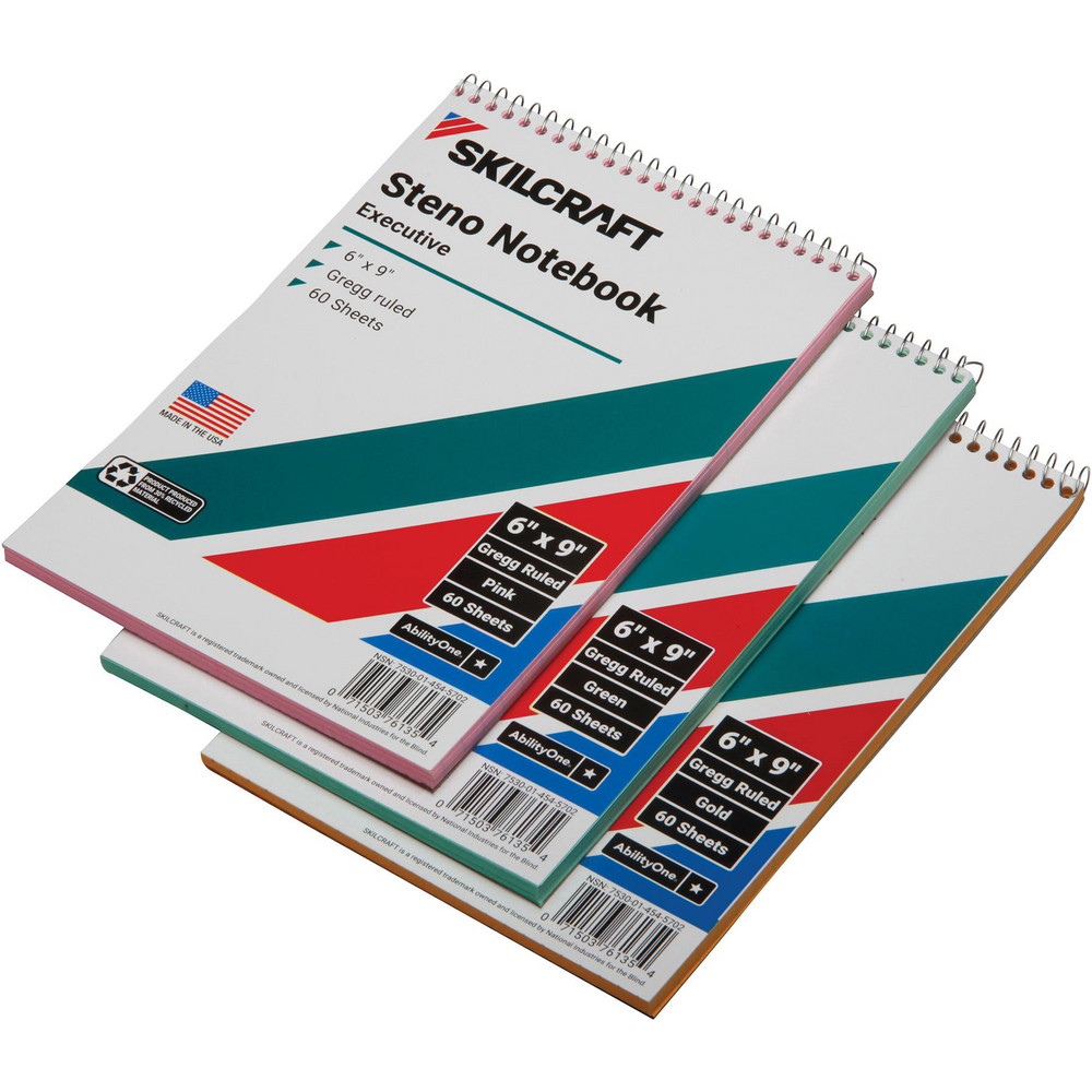 TOPS Steno Book, 6" X 9", Gregg Ruled, 80 Sheets, Assorted Colors, 4/Pack (80221