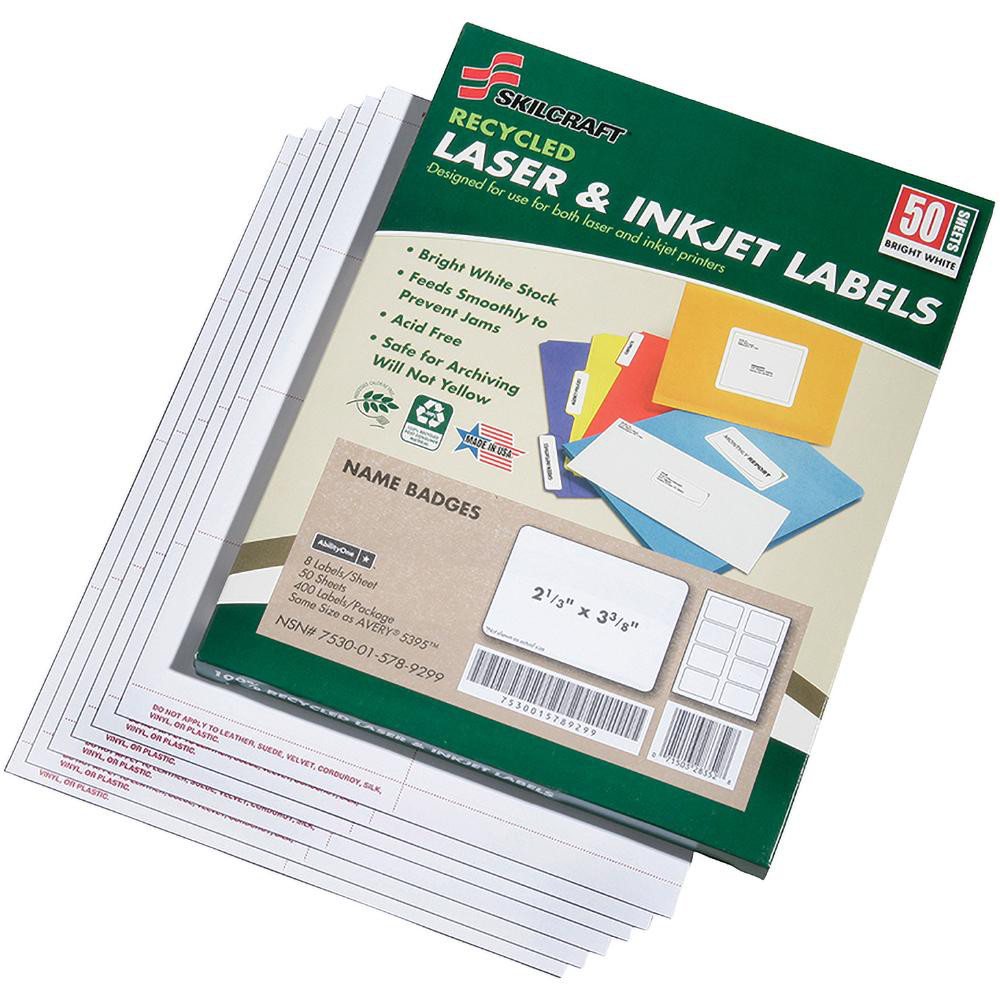 Abilityone Catalog AbilityOne - 2-1/3X3-3/8 WHT 50SHT NAME BADGE LABEL | MSC Direct