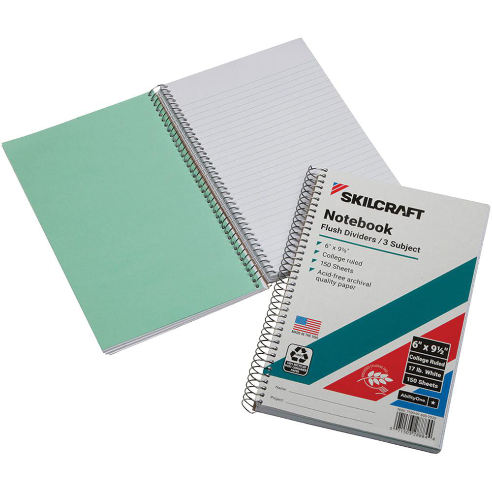 AbilityOne - 6X9.5 150SHT WHT 3/PK COLLEGE RULE NOTEBOOK | MSC Direct