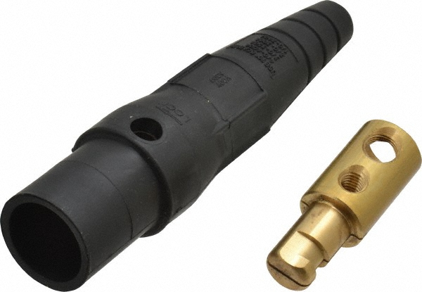3R NEMA Rated, 600 Volt, 400 Amp, 1/0 to 4/0 AWG, Cam, Single Set Screw, Male Single Pole Plug and Connector - 7.01 Inch Long, Black