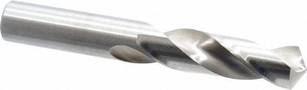 Screw Machine Drill Bit: 49/64" (0.7656) Dia, 118 deg, HSS - Bright/Uncoated, 5-1/8" OAL, Right Hand Cut, 2 Flute, Regular Spiral Flute, Straight-Cylindrical Shank, Series 2120