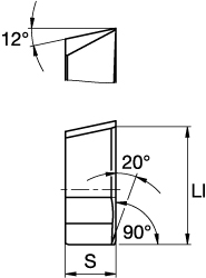 Milling Insert: ANSI SPHX1205PCERGNT1WB, ISO SPHX1205PCERGNT1WB, KB1340, PCBN - Bright/Uncoated Finish, 0.2165" Thick