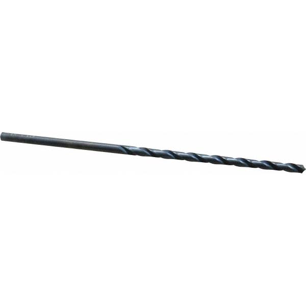 Taper Length Drill Bit: #18 (0.1695) Dia, 118 deg, HSS - Oxide Finish, 3-3/8" Flute Length, 5-3/4" OAL, Right Hand Cut, Regular Spiral Flute, Straight-Cylindrical Shank, 2510