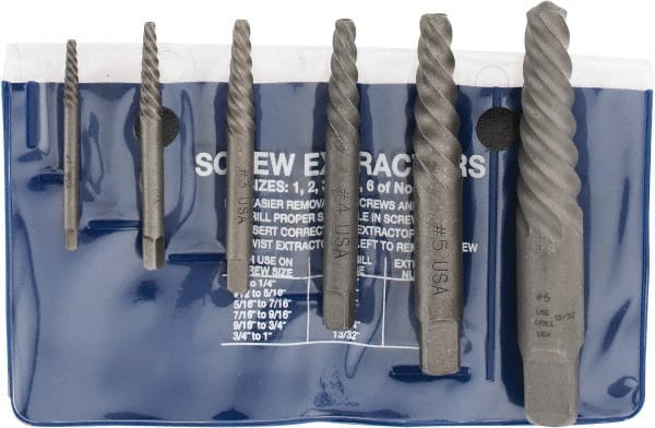 Spiral Flute Screw Extractor: 6 Pc