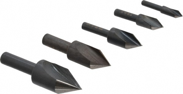 Cleveland C00970 Countersink Set: 5 Pc, 1/4 to 3/4" Head Dia, 1 Flute, 60 ° Included Angle Image