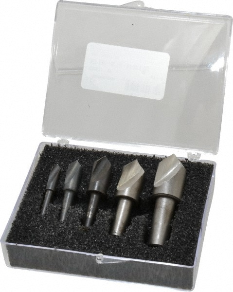 Cleveland C00971 Countersink Set: 5 Pc, 1/4 to 3/4" Head Dia, 1 Flute, 82 ° Included Angle Image