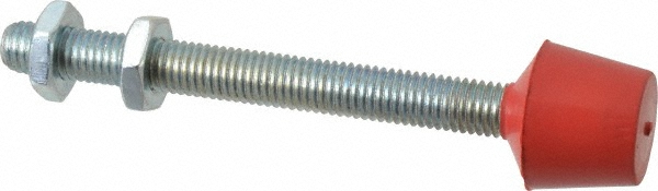 M10 Carbon Steel Cap Tip Clamp Spindle Assembly - 95mm Thread Length, 119.89mm OAL, Flat Tip Cap, 1.02" Tip Surface Dia, Use with Toggle Clamps