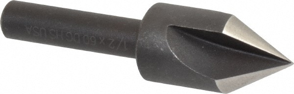 Cleveland C46162 1/2" Head Diam, 1/4" Shank Diam, 3 Flute 60° High Speed Steel Countersink Image