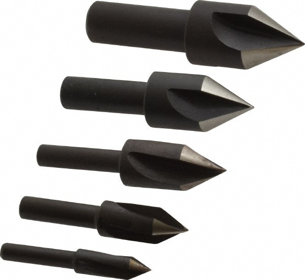 Cleveland C00972 Countersink Set: 5 Pc, 1/4 to 3/4" Head Dia, 3 Flute, 60 ° Included Angle Image