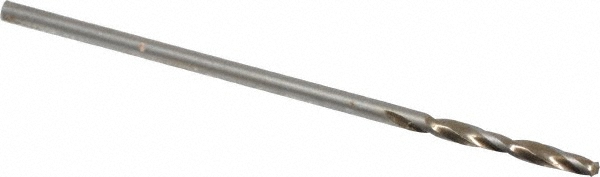 Cleveland Screw Machine Length Drill Bit: 3/64" (0.0469) Dia, 135 deg, Cobalt - Straw Finish, 1-3/8" OAL, Right Hand Cut, Regular Spiral Flute