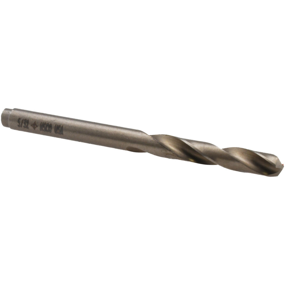 Screw Machine Drill Bit: 5/32" (0.1562) Dia, 135 deg, Cobalt - Straw Finish, 2-1/16" OAL, Right Hand Cut, 2 Flute, Regular Spiral Flute, Straight-Cylindrical Shank, Series 2133