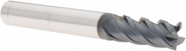 Iscar 5620954 Square End Mill: 3/8 Dia, 0.87 LOC, 3/8 Shank Dia, 2-1/2 OAL, 4 Flutes, Solid Carbide 