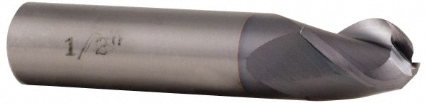 Ball End Mill: 3/8" Dia, 1" LOC, 3 Flute, Solid Carbide