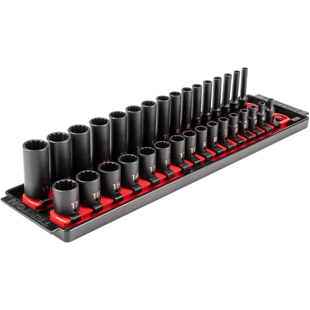 Tekton - Socket Set: Impact Shallow Deep, 32 Pc, 1/4" Drive, 4.00 to 17 ...