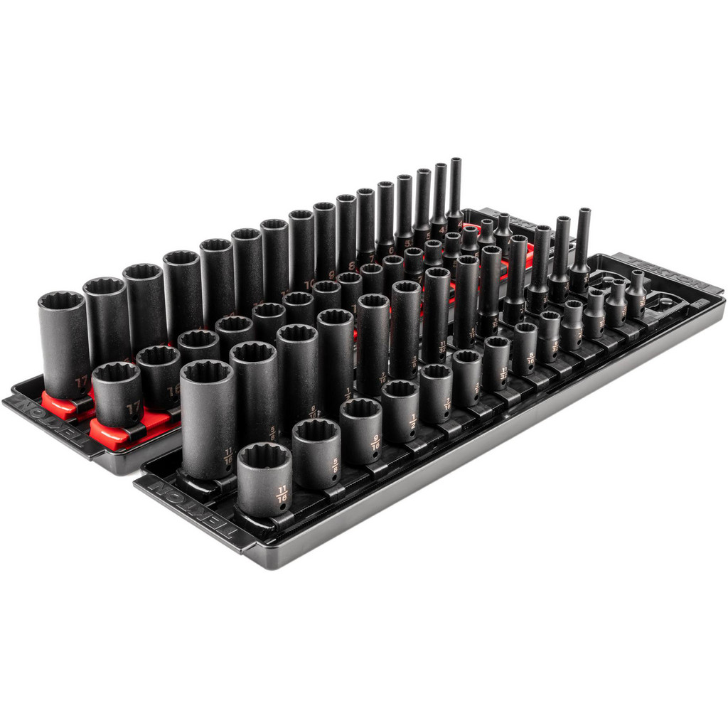 Tekton - Socket Set: Impact Shallow Deep, 58 Pc, 1/4" Drive, 5/32 to 11 ...