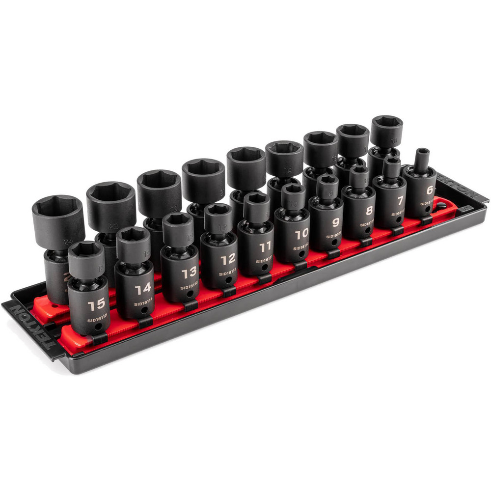 Tekton - Socket Set: Impact Universal Joint, 19 Pc, 3/8