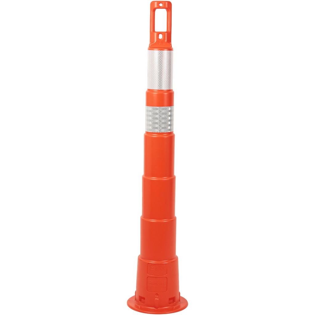 PRO-SAFE 50.4" High, 7.6" Wide Reflective Trim Line Channelizer Post - High Density Polyethylene (HDPE), 3 lb, Orange | Part #03-750-64HI