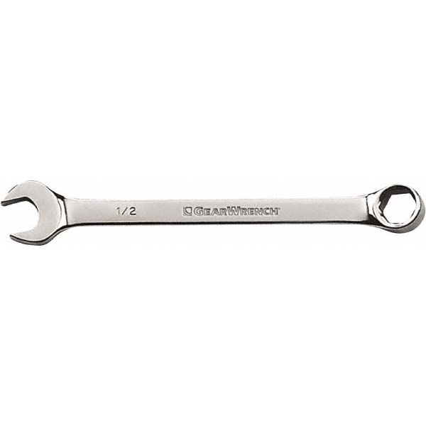 Combination Wrench: 9/16" Head Size, 15 deg Offset - 8-3/4" OAL, Steel, Polished Finish